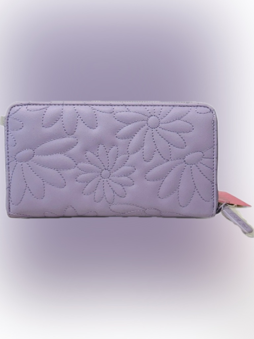 Betsey Johnson Lilac Quilted Daisy 💎 Large Zip Wallet w/Wristlet and box - Picture 5 of 8